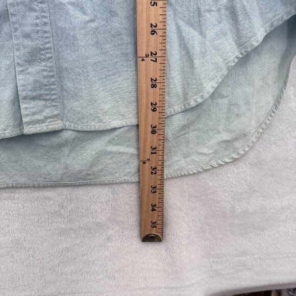 Vintage Looney Tunes Chambray Shirt mens L Blue Bugs Bunny Taz Embroidered - Picture 6 of 11